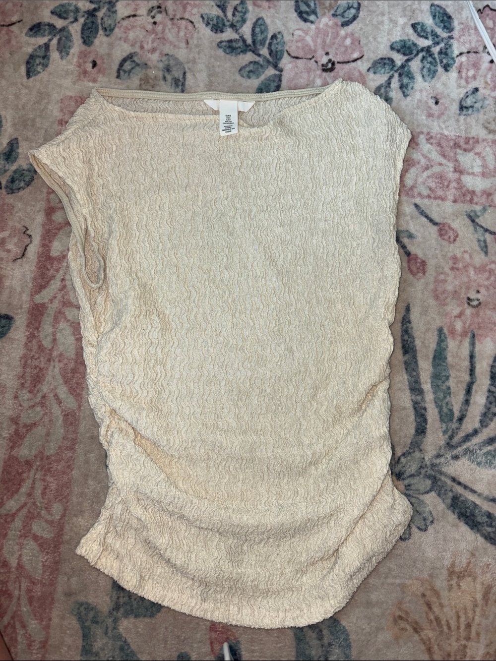 H&M Off-White Textured Cap-Sleeve Tunic